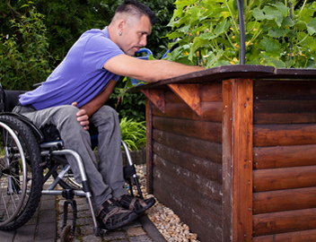 Access can be accomplished with raised bed gardens